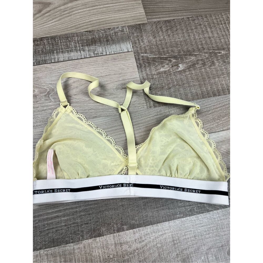 Victoria's Secret Yellow Lace Triangle Bralette M Racerback Women's Bra - Picture 4 of 7
